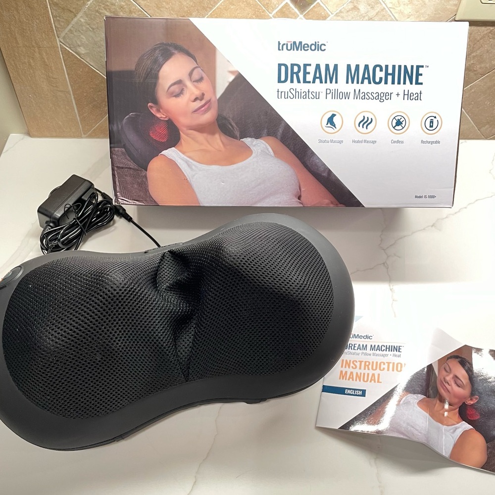truMedic Dream Machine truShiatsu Pillow Massager + Heat - Rechargeable/Cordless